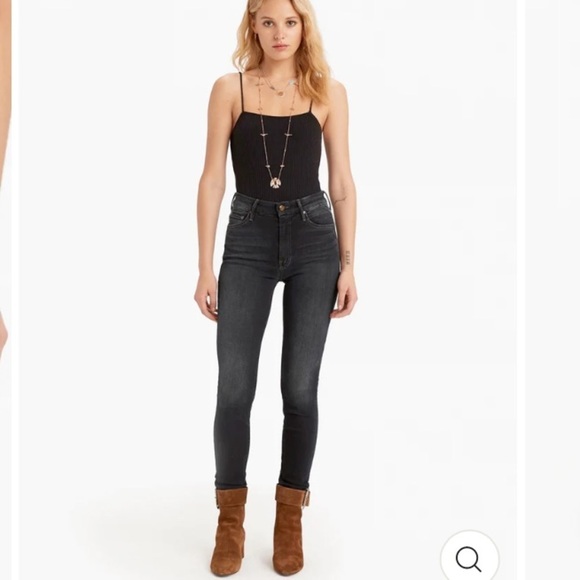 MOTHER HIGH WAISTED LOOKER IN COFFEE TEA OR ME HIGH WAISTED SKINNY STRETCH DENIM - Picture 2 of 15